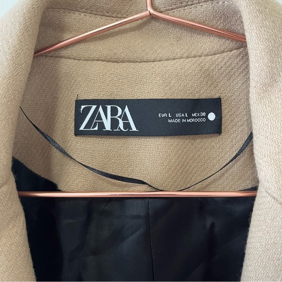 NWT Zara Manteco Italian Wool Camel Coat Size L - Picture 11 of 16